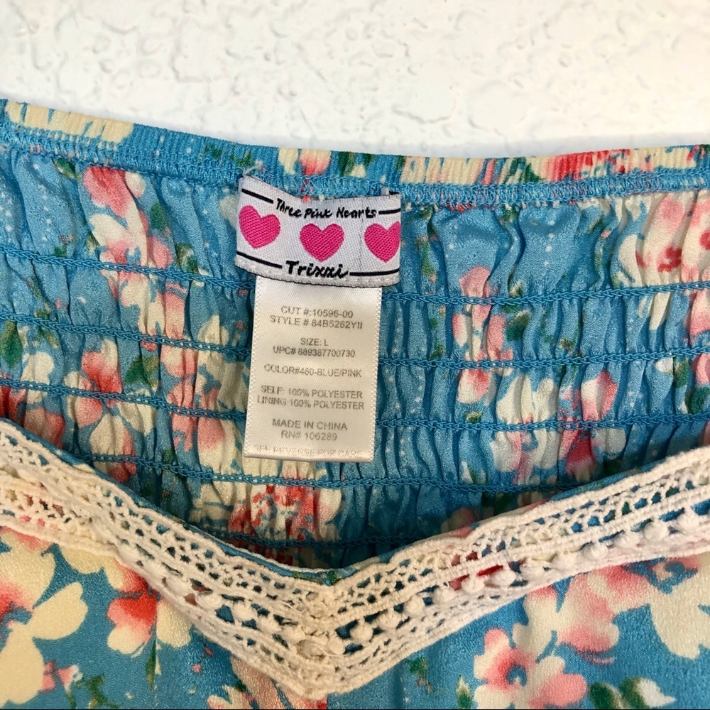 Three Pink Hearts Trixxi Floral Dress ~ Size Large - Picture 4 of 5